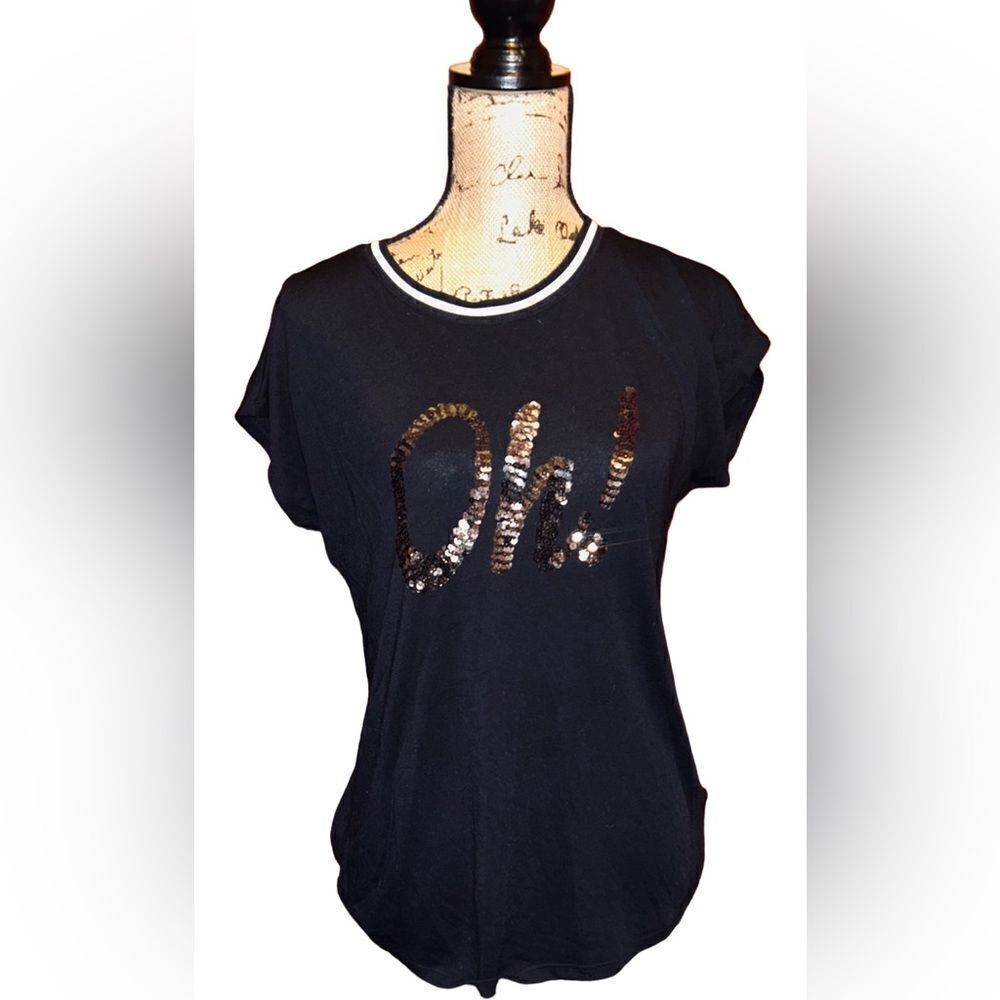 NWT I Jeans by Buffalo Sequin T-shirt Black sz S